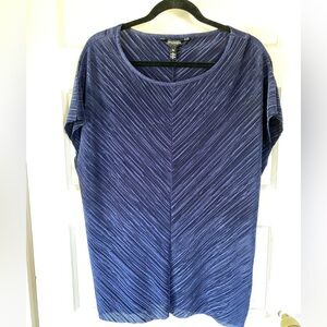 TALL - LTS Plisse Batwing Sleeve Blouse with Boatneck, XS Tall Navy Blue. 🍓